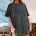 thumbnail image 2 of Kovlvoll Womens Oversized T Shirts Short Sleeve Crew Neck Shirts Summer Loose Casual Tops Solid Color Basic Tees, 2 of 7