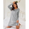 thumbnail image 6 of Ekouaer Soft Night Shirt Long Sleeve Sleepshirt Sleepwear Floral Print Pajama Dress 2 Pack Nightgowns for Women, 6 of 7