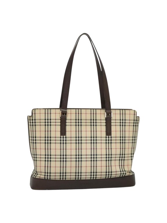 Pre-Owned Burberry Nova Check Tote Canvas And Leather Beige Canvas Handbag