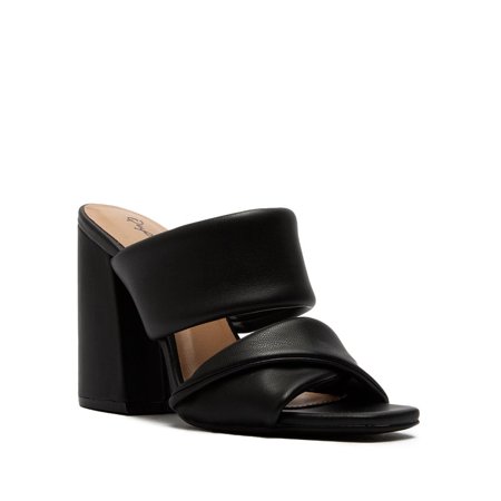

Women s Cage Black Vegan Leather Block Heels