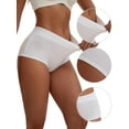 thumbnail image 3 of Unique Bargains Women's High Waist Tummy Control Elastic Waistband Boyshorts M White, 3 of 6
