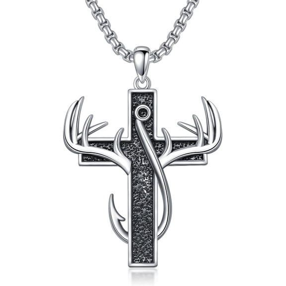 925 Sterling Silver Cross Cross Necklace for Men Hunting Jewelry Gifts 22 2"
