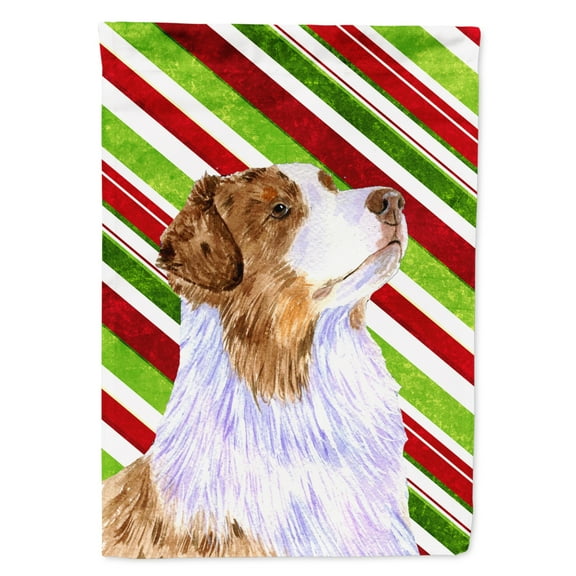 Carolines Treasures LH9228-FLAG-PARENT Australian Shepherd Candy Cane Holiday Christmas  Flag  multicolor