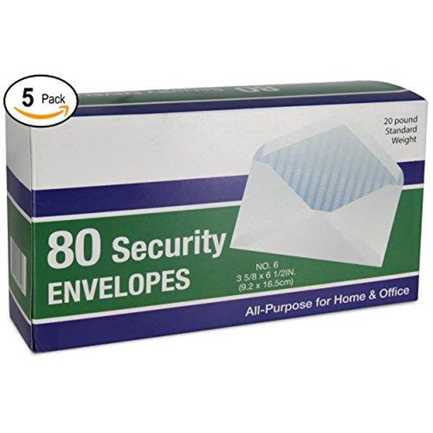 5PK WHT AllPurpose Security Envelopes 63/4 Personal & Professional