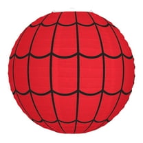 Happydeer Spider Web Paper Lantern Hanging Red Spider Web Round Lantern Decoration for Halloween Home Party Decor (S)