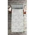 thumbnail image 2 of Ambesonne Grey Quilted Coverlet 2 Pcs, Oriental Lace Pattern, Twin Size, White, 2 of 2