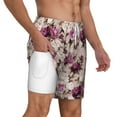 thumbnail image 3 of Goofa Rose Flowers Printed Men's Swim Trunks Board Shorts Quick Dry Mens Swimming Trunks with Compression Liner,Breathable Fit Hawaii Beach Shorts-Small, 3 of 9