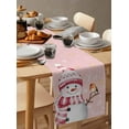 thumbnail image 6 of Pink Snowman Christmas Burlap-Cotton Table Runner 120 Inches Long,Xmas Snowflake Birds Farmhouse Table Runners,Outdoor Dining Tablecloths Decor for Baby Shower Party Wedding 13x120, 6 of 9