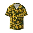 thumbnail image 5 of PAYOHTO Thread Leaf Coreopsis Flowers Mens Hawaiian Casual Short-sleeved Shirt Tropical Summer Beach Button Down Shirts, 5 of 7