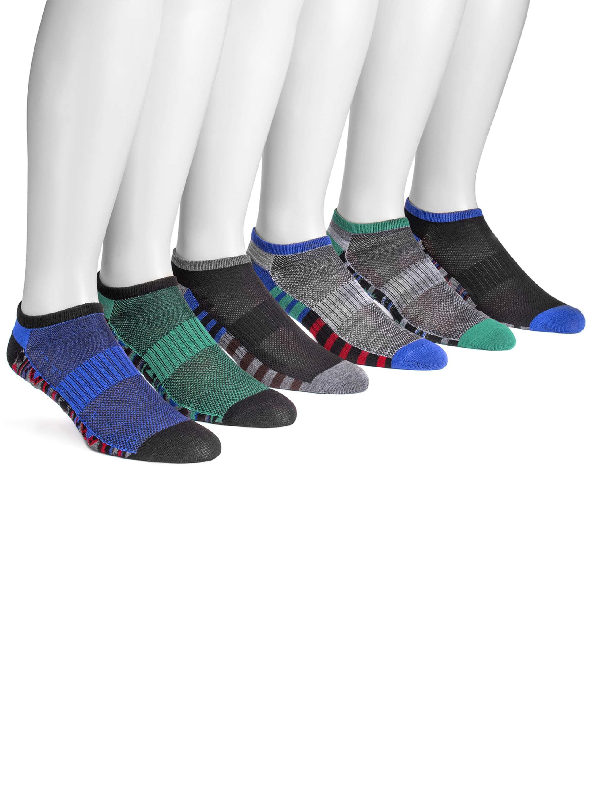 Men's 6 Pair Pack No Show Compression Arch Socks