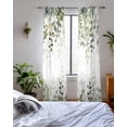 thumbnail image 3 of Sage Green Eucalyptus Leaves Sheer Curtains 84 Inch Length 2 Panels Set for Living Room/Bedroom, Spring Botanical Floral Kitchen Curtains Grommet Semi-Sheer Curtains Window Treatments 42"x84"x2, 3 of 7