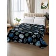 thumbnail image 3 of King Flat Sheet Only Farm Thanksgiving Blue Pumpkin Soft Microfiber Cooling Bedding Sheets Maple Leaves on Black Flat Bed Sheet for Hotel,Home Decor, 3 of 9