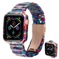 thumbnail image 1 of Omter Correa Con Estuche Compatible Con Apple Watch 41 Mm Mujeres Hombres Moda Pulsera De Resina Correa Pulsera Parachoques Para Iwatch Series 9/8/7 (Flor Azul 41 Mm), 1 of 5