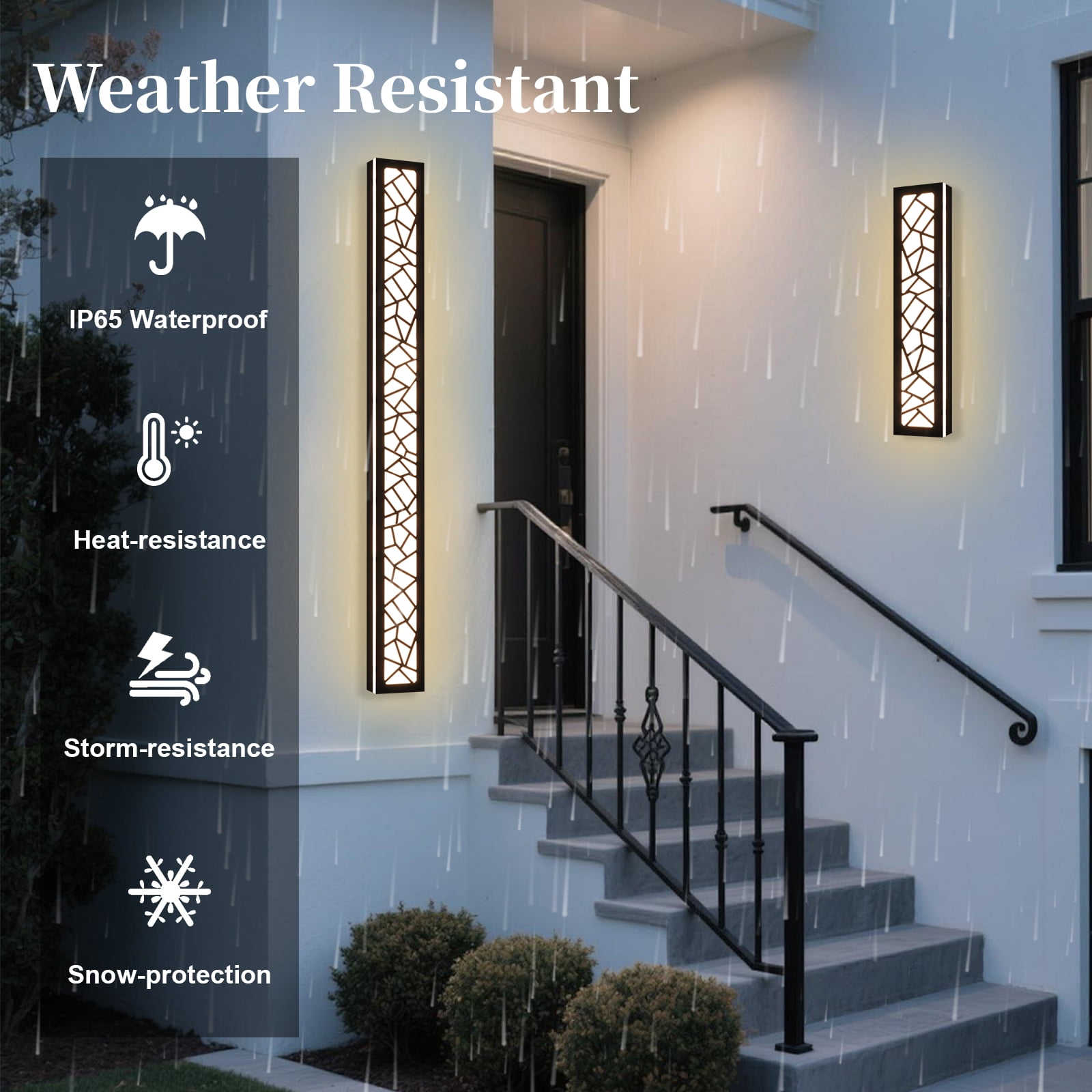 Melucee Modern Outdoor Wall Sconce LED Long Wall Sconces Black Front Porch Light Waterproof Led Wall Light