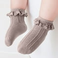thumbnail image 2 of Caqnni Baby Girls Princess Socks Lace Ruffle Frilly Ankle Dress Sock for Toddler (Coffee,M), 2 of 5