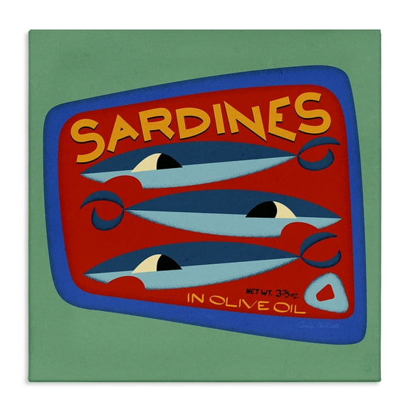 Stupell Industries Bold Sardines Can Food & Beverage Painting Wrapped Canvas Art Print Wall Art, 17 x 17
