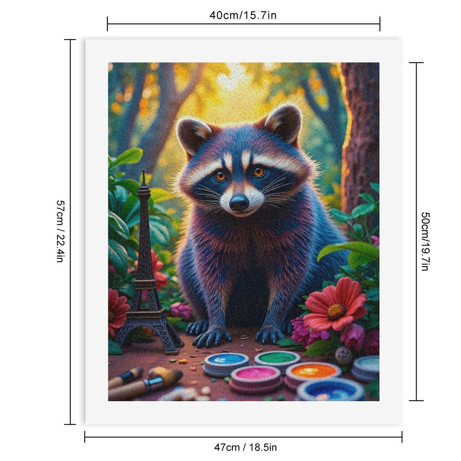 Paint By Numbers Kit for Adults Beginner - Raccoon Art Garden Paris Vibes DIY Canvas Painting Kits for Adults, Frameless Paint By Number for Adults for Home Wall Decor 16x20 Inch