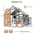 thumbnail image 3 of Large Outdoor Cat House with Planter Stand, Wooden Cat Enclosure with Resting Boxes and Hanging Bridge, Walk-in Catio Cage with Waterproof Cover, Gray,Ships 2 Pkgs, 3 of 9