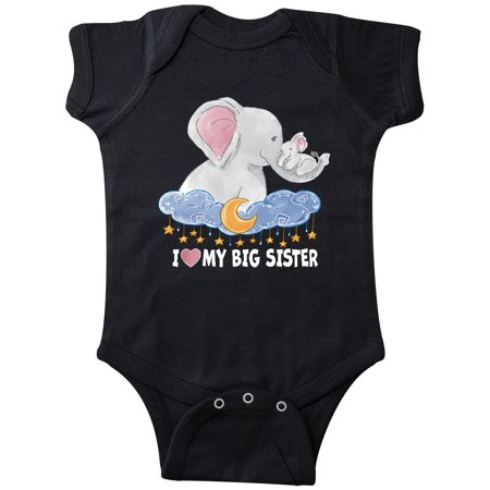 

Inktastic I Love My Big Sister Cute Elephants with Moon and Stars Gift Baby Boy or Baby Girl Bodysuit