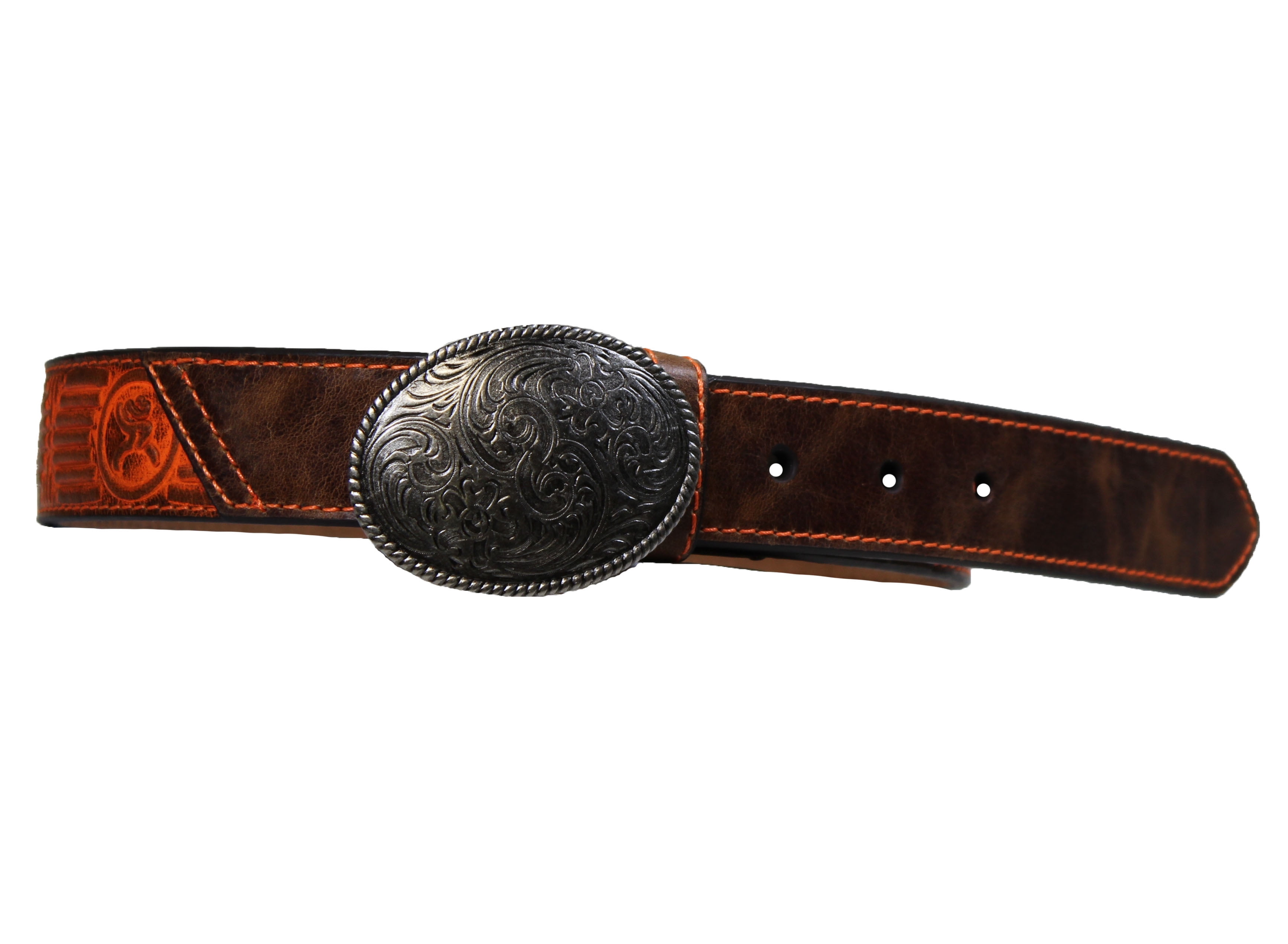 Hooey Western Mens Belt Leather Classic Scrolling Hooey Pattern Brown 1654BE3 