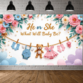 thumbnail image 6 of Floral Design Baby Shower Banner Clothesline Theme He or She Decoration Cotton Material Gender Reveal for Baby Shower Celebration Event Indoor Decoration, 6 of 8
