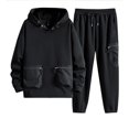 thumbnail image 3 of VBTAPA Mens Tracksuit 2 Piece Set Color Block Pocket Hoodie with Drawstring Long Pants Sweatsuit Sets Big and Tall Casual Hiking Outfits with Pockets on Sale Black XL, 3 of 8