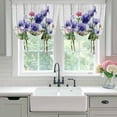 thumbnail image 4 of Spring Easter Tie Up Curtains 45 Inches Long, Kitchen Window Curtains Over Sink, Purple Floral Summer Botanical Vintage Small Window Curtains Shade Balloon Curtains Valances for Bedroom/Cafe 34"x45", 4 of 8