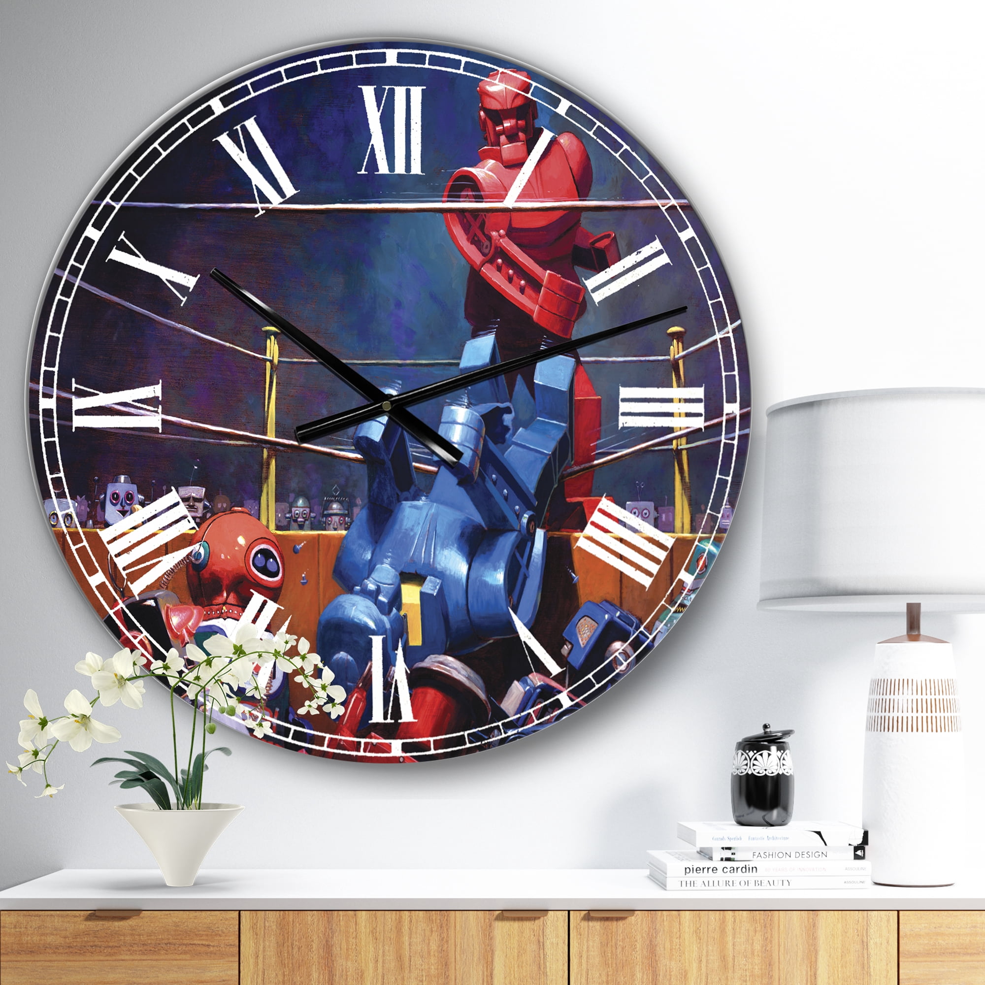 Designart Oversized Multicolor Analog Round Modern Wall Clocks, CLM25245-C23