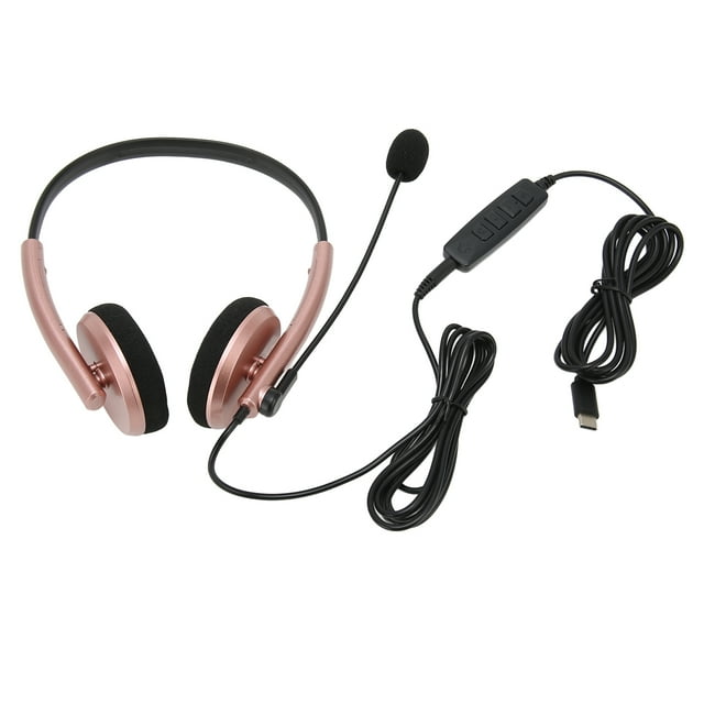USB Headset with Microphone for PC Laptop,Headphones with Noise Cancelling Microphone for Computer,On Ear Wired Office Call Center Headset for Office Telework Home Kids