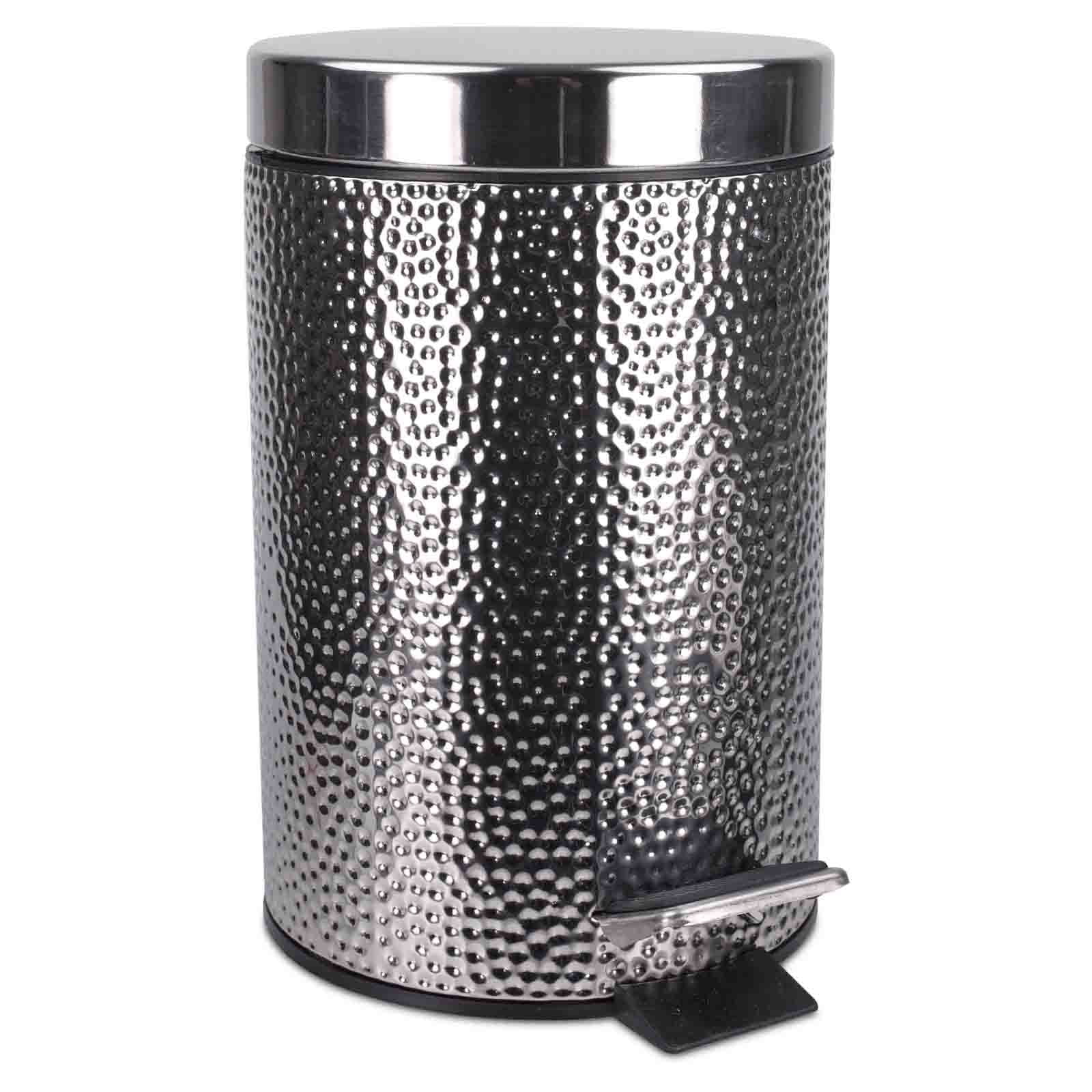 Home Basics Hammered Bathroom Trash Can
