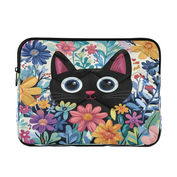 Laptop Bag Briefcase Computer Inner Bag Computer Bag Laptop Sleeve Case for Work Travel School Black Cat in The Flower