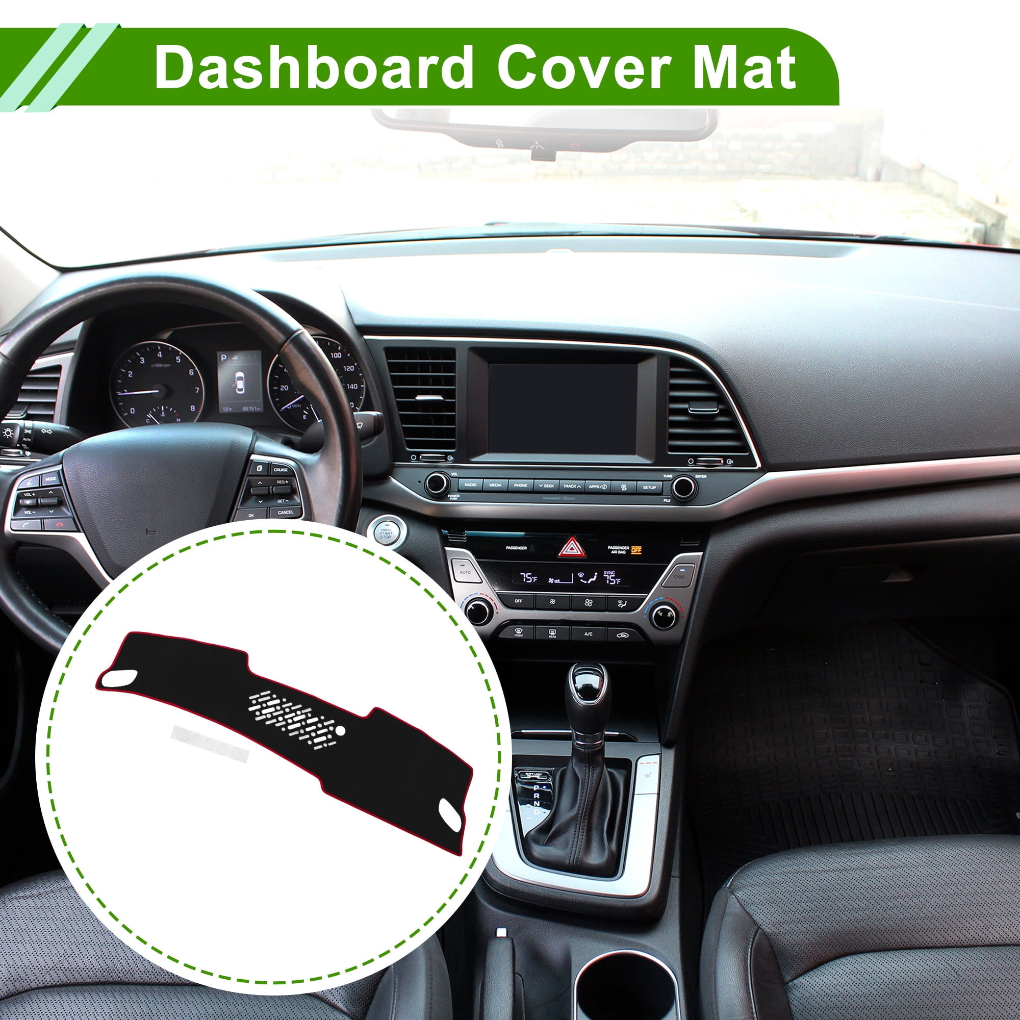 Unique Bargains Durable Polyester Cover Mat for Hyundai Vehicles Black Red