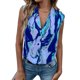 thumbnail image 1 of Camisa sin mangas para mujer, cuello en V, estampado con botones, cierre holgado, camiseta sin mangas informal de verano, 1 of 6