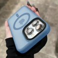 thumbnail image 1 of Magnetic Frosted Matte Armor Phone Case For iPhone 16 15 14 Plus 13 12 11 Pro Max For Magsafe Translucent Shockproof Back Cover far peak blue For iPhone 14 Plus, 1 of 6