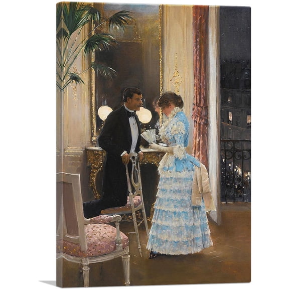 ARTCANVAS The Conversation - La Conversation Canvas Art Print by Jean Beraud - Size: 12" x 8" (0.75" Deep)