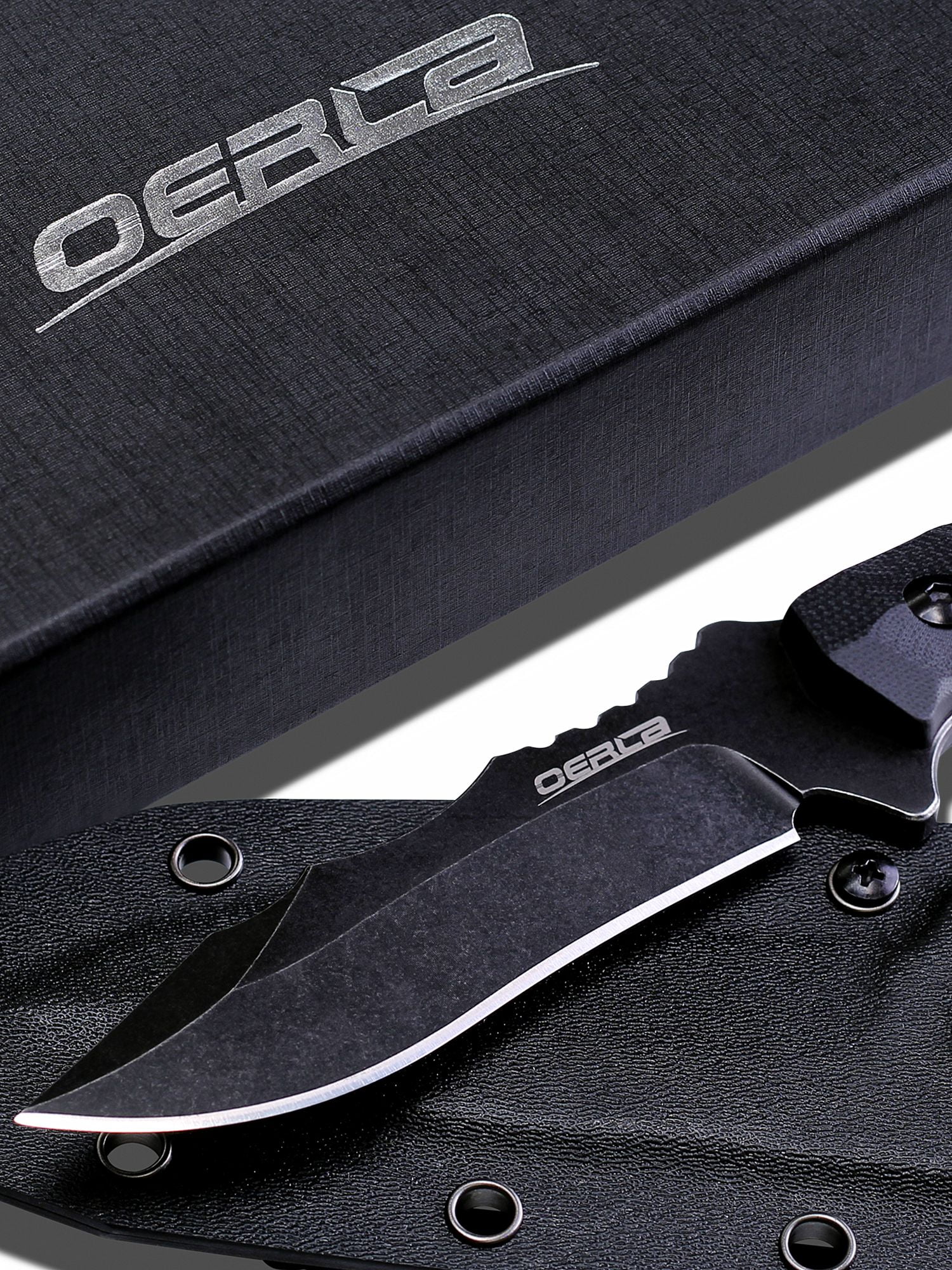Oerla olk-037B Tactical Fixed Blade Knife 4.46-inch Blade with Black G10 Handle Waist Clip EDC Kydex Sheath