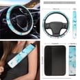 thumbnail image 3 of Jeiento Butterfly 12 PCS Front Car Seat Cover Full Set, with Steering Wheel Cover Blue Seat Belt Covers Armrest Protector Trash Can Air Vent Holder Rear View Mirror Cover Coasters Keychain for SUV, 3 of 9