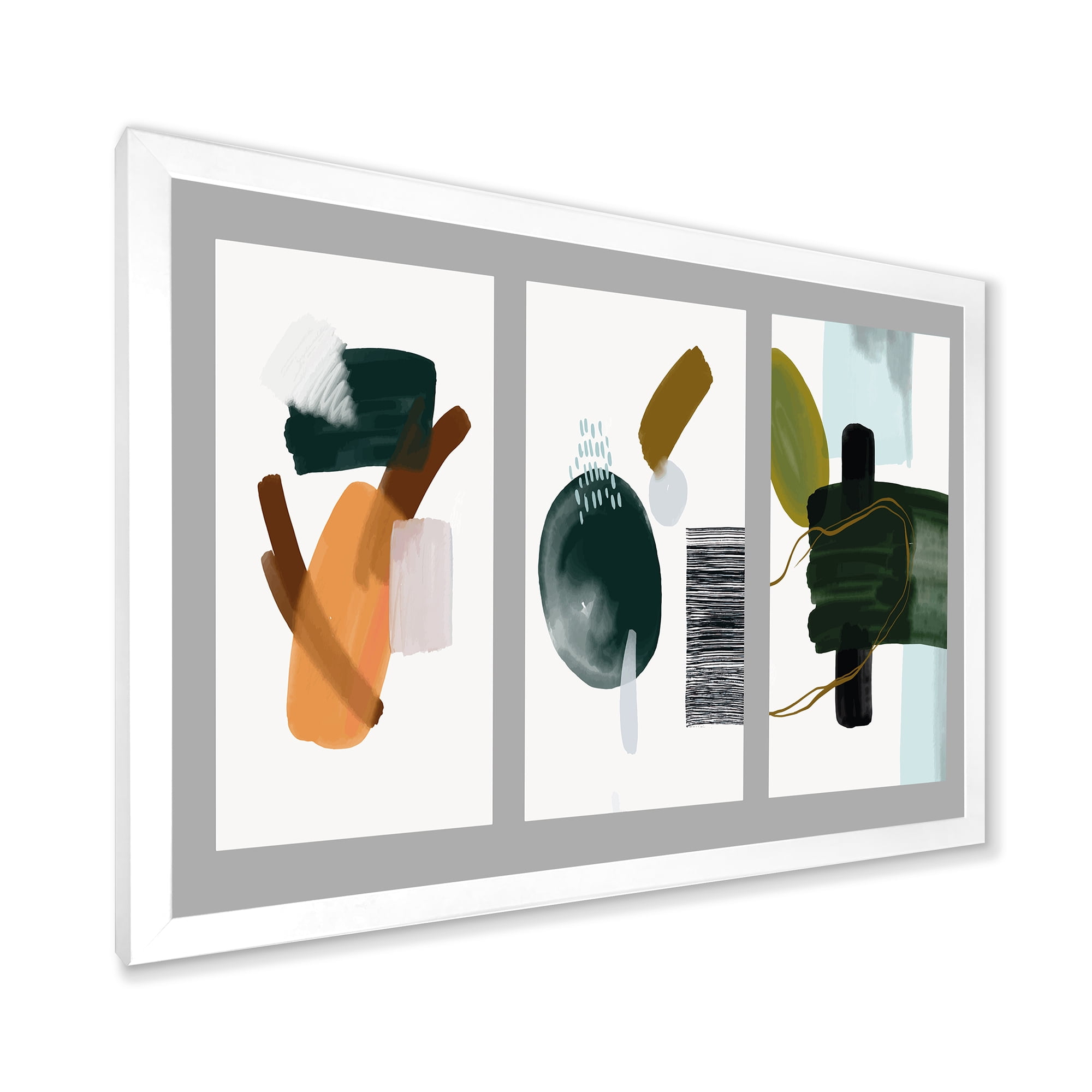 Designart 'Compostion Minimalistic of Organic Shapes IV' Modern Framed Art Print
