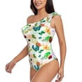 thumbnail image 2 of Easygdp Floral Vintage Women's One Shoulder Ruffle Monokini Bathing Suits with Removable Chest Pad, Quick Drying - XX-Large, 2 of 8