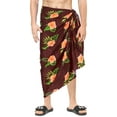 thumbnail image 2 of LA LEELA Men's Bath Trunk Swimwear Sarong Pareo Beach Wrap One Size Rust, Hibiscus Summer Vacation Aloha, 2 of 5
