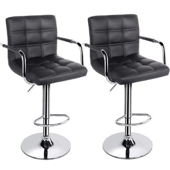 Yaheetech Set Of 2 Breakfast Faux Leather Bar Stools Swivel Kitchen Yaheetech Set Of 2 Breakfast Faux Leather Bar Stools Swivel Kitchen Pub Chair W Armrest Com