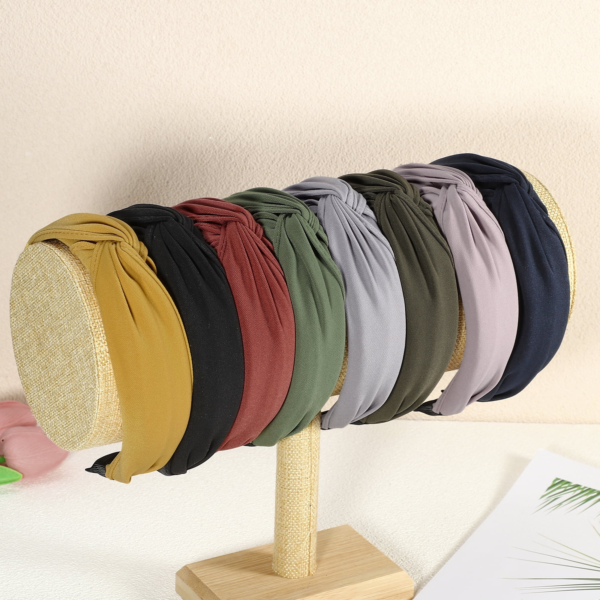 Unique Bargains Satin Knotted Headband Hairband for Women 1.2 Inch Wide Navy Blue