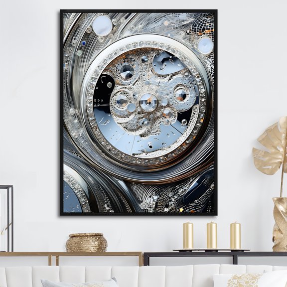 Designart "Luxurious Silver And Gold Watch II" Watches Floater Framed Wall Art Prints