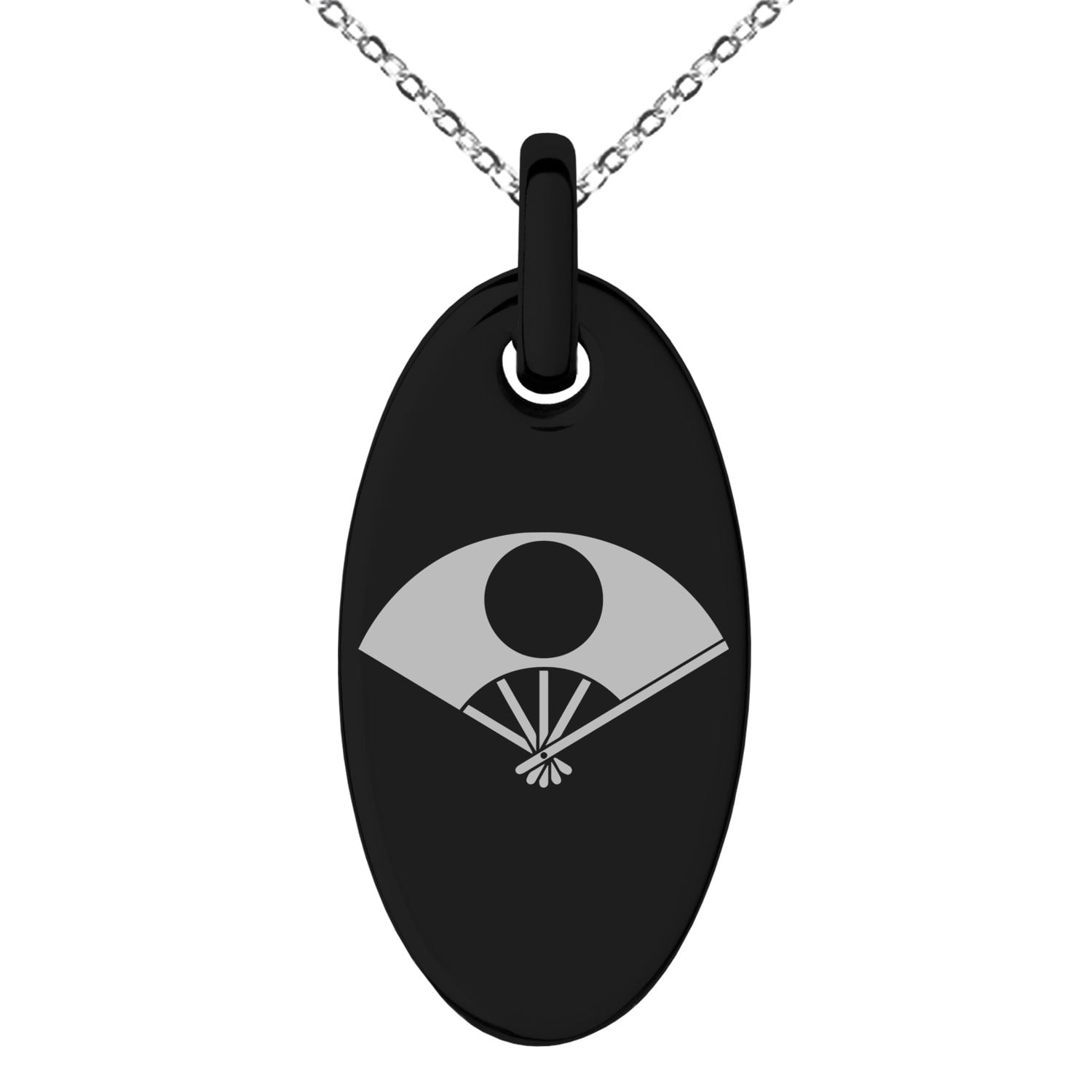 Stainless Steel Satake Samurai Crest Engraved Small Oval Charm Pendant ...