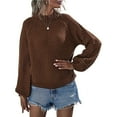 thumbnail image 2 of Womens Turtle-Neck Oversized Sweaters Casual Long Sleeve Pullover Loose Chunky Knit Jumper Brown XL, 2 of 10