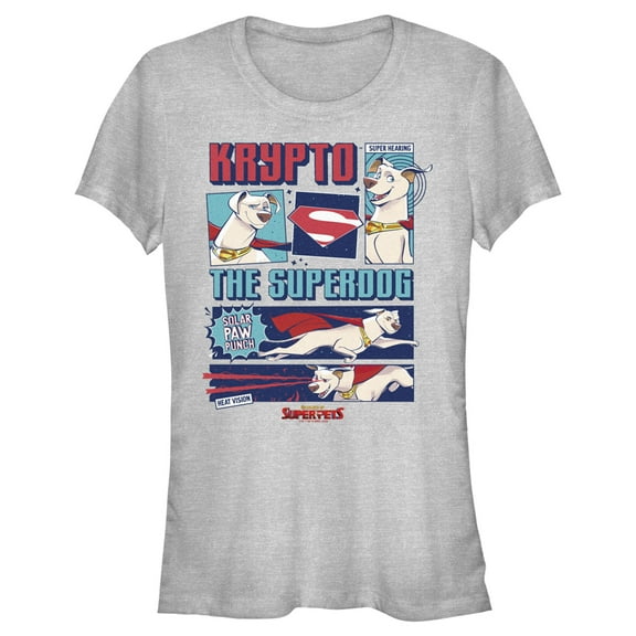 Junior's DC League of Super-Pets Krypto the Superdog Comic Graphic Tee Athletic Heather Small