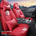 thumbnail image 2 of Maidao Car Seat Covers Leather Full Set for Dodge for Avenger 1994-2014 5 Seats Front Rear Cushion Protector with Headrest Red, 2 of 7