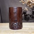 thumbnail image 3 of Rosewood pen holder, carved from ebony wood, symbolizing smooth sailing, solid wood pen holder craft, student desktop storage ornament., 3 of 4