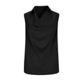 thumbnail image 4 of PNTUTB Summer Women's Fashion Satin Solid Color Casual Collared Loose Comfortable Sleeveless Tank Top, 4 of 6