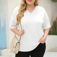 thumbnail image 2 of T-shirt Décontracté Col en V Coupe Ample pour Femmes Manches Courtes Confortables, 2 of 4